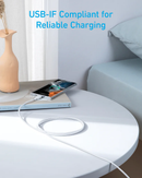 Cable de carga USB-C a USB-C Anker 322 blanco de 3 pies, 60W, para dispositivos móviles.