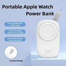 Batería portátil iWatch negra con lanyard y cable de carga, ideal para viajes.