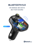 LDNIO C704Q Bluetooth 5.0 FM con 2x USB A+C cargador para auto con cable USB C-L (30W) (3ft)