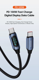 Cable de carga USB C-C Toocki de carga súper rápida con display, color azul, ideal para Xela Quetzaltenango.
