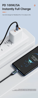 Cable de carga USB C-C Toocki de carga súper rápida con display, color azul, ideal para Xela Quetzaltenango.