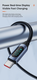 Cable de carga USB C-C Toocki de carga súper rápida con display, color azul, ideal para Xela Quetzaltenango.