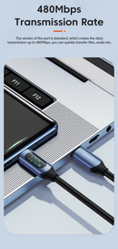 Cable de carga USB C-C Toocki de carga súper rápida con display, color azul, ideal para Xela Quetzaltenango.