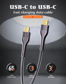 Cable de datos LDNIO USB C-C para carga rápida de 65W en Quetzaltenango.