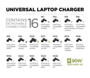 Encuentra el cargador universal de laptop PowerPeak de 90W con 16 conectores en Quetzaltenango, Xela.