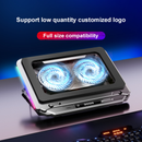 Ventilador LEIZUN D17 para laptop, base de refrigeración negra inclinada con luces LED azules, ideal para Macbook de 12-17 pulgadas.