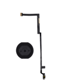Boton de inicio negro con cable flex para iPad Air 1, ideal para reparación y restaurar la funcionalidad del botón inicio.
