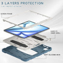 Protege tu iPad Air 13 o Pro 12.9 con esta funda azul de cuerpo completo con soporte incorporado, disponible en Xela.