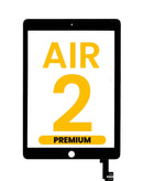 Vidrio digitizador negro premium para iPad Air 2, ideal para reparación de pantalla.