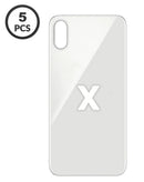 Tapa trasera plateada con agujero de cámara más grande para iPhone X, pack de 5 unidades en Quetzaltenango.