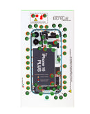Organizador DottorPod iScrews para iPhone 16 Plus, con ranuras etiquetadas para tornillos y componentes internos.