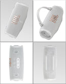 Altavoz JBL Charge 6 portátil Bluetooth blanco, resistente al agua, con potente sonido y batería de larga duración.