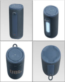 Altavoz Bluetooth portátil JBL Grip azul, compacto y resistente al agua, ideal para exteriores con sonido de calidad.