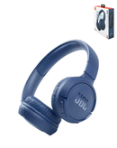 Auriculares supraaurales inalámbricos JBL Tune 510BT azules, plegables, con almohadillas acolchadas y logo JBL.