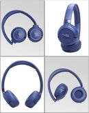 Auriculares JBL Tune 680NC azules, inalámbricos, con cancelación de ruido, almohadillas suaves y diseño plegable para audio Bluetooth.