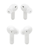 Auriculares true wireless JBL Vibe Beam 2 blancos, diseño ergonómico, estuche de carga compacto, sonido potente.