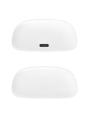 Auriculares true wireless JBL Vibe Buds 2 blancos, estuche de carga abierto y auriculares en su interior, fondo blanco.