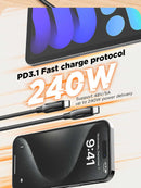 Cable de carga rápido LDNIO LC921-240W PD-3.1 USB C-C de 6ft en color negro en Quetzaltenango.