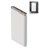 Batería externa Luxe blanca de 10000mAh, power bank compacta para carga de móviles.