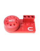 Organizador rojo MaAnt 360° de aluminio para destornilladores multifuncionales, base giratoria SlowBack.