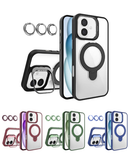 Protege tu iPhone 16 en Quetzaltenango con una funda transparente magnética con kickstand y lente de cámara.