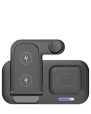 Estación de carga inalámbrica 4 en 1 negra con lámpara táctil de 15W, fast charging para dispositivos.