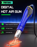Pistola de calor digital portátil Mechanic 958HT con pantalla LCD, punta fina y base antideslizante, ideal para reparaciones electrónicas.