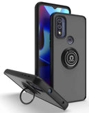 Funda negra para Motorola Moto G Stylus 5G 2022, PC rígido y TPU suave con borde colorido y anillo de sujeción (I-ring).