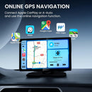 Interfaz USB-C de 9 pulgadas para coche, compatible con Android Auto y Apple CarPlay, color negro.