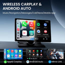 Interfaz USB-C de 9 pulgadas para coche, compatible con Android Auto y Apple CarPlay, color negro.