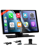 Interfaz USB-C de 9 pulgadas para coche, compatible con Android Auto y Apple CarPlay, color negro.