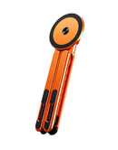 Soporte portátil naranja SlowBack para laptop y teléfono, plegable y ajustable, con garantía.