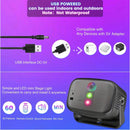 Luz LED de fiesta USB multicolor, giratoria, proyecta patrones dinámicos para decoración y eventos.