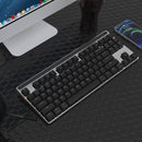 Teclado mecánico inalámbrico de bajo perfil MK008, negro, con retroiluminación y teclas ergonómicas.