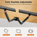 Soporte doble TESA negro, ajustable para monitores de 13"-32", con brazos articulados y base estable.