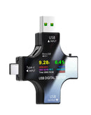 Probador de cables USB-C voltímetro con pantalla digital, detección de chip de carga rápida, color negro.