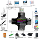 Probador de cables USB-C voltímetro con pantalla digital, detección de chip de carga rápida, color negro.