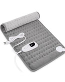 Almohadilla térmica eléctrica SlowBack con controlador, color gris, para alivio muscular y calor terapéutico.