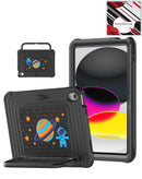 Funda protectora Kids SpaceGrip negra para tablet, con soporte integrado y asa para fácil agarre.