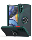 Funda Moto G52 trasera PC dura con borde colorido TPU suave y portador I-ring - GREEN
