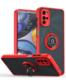 Funda Moto G52 de PC rigido y TPU suave con borde colorido y soporte I-ring - Rojo