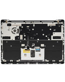 Carcasa superior plateada para Surface Laptop Go 1943 con teclado ANSI US y trackpad, ideal para reparación de componentes.