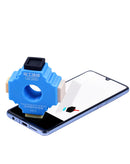 Calibrador óptico de huellas MX con base y 4 pesos de calibración, ideal para equipos BajoPPLCD.