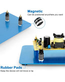 Estación de soldadura Helping Hands magnética con base grande, lámpara de aumento 5X y brazos flexibles.