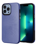 Funda protectora SlowBack doble capa azul marino para iPhone 13 Pro Max, absorción de impactos, vista frontal.