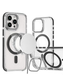 Protege tu iPhone 12/12 Pro con esta funda magnética clara con soporte de cámara kickstand en color negro en Quetzaltenango.