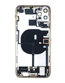 Tapa trasera dorada para iPhone 11 Pro Max con puerto de carga y cable flex, componentes Apple.