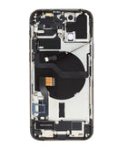 Tapa trasera azul pacífico para iPhone 12 Pro con flex de puerto de carga y componentes pequeños.
