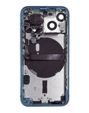 Marco iPhone 13 Mini azul con piezas preinstaladas, ideal para reparaciones en Xela Quetzaltenango.