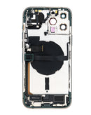 Tapa trasera verde OEM para iPhone 13 Pro Max con puerto de carga flex y piezas pequeñas, BajoPPLCD.